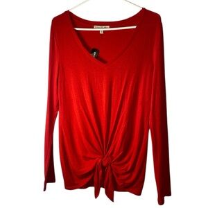 Express Scarlet Knot Front Long Sleeve Top